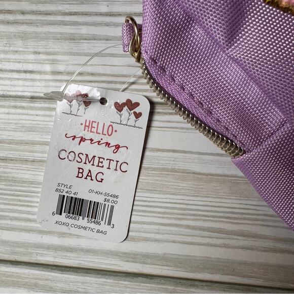 Hello Spring XOXO Zipper Pink and Purple  Makeup beauty Accessory Pouch - Picture 3 of 7